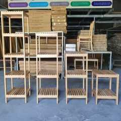 Kệ trang trí, Gỗ cao su 2-3-4 tầng, Chất lượng xuất khẩu, Có bảo hành