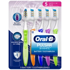 Oral-B Pulsar 3D White Battery Power Toothbrush set 5 cây bàn chải điện chạy pin