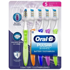 Oral-B Pulsar 3D White Battery Power Toothbrush set 5 cây bàn chải điện chạy pin