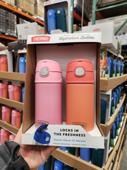 Thermos Bottle Vacuum set bình giữ nhiệt có ống hút 355ml x 2, 2 set màu [cam: 3 - xanh: 3]