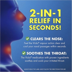 Vicks VapoDrops Original Menthol Lozenges viên ngậm giảm ho, thông mũi, mát họng 42v (06/26)