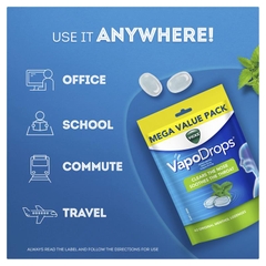 Vicks VapoDrops Original Menthol Lozenges viên ngậm giảm ho, thông mũi, mát họng 42v (06/26)