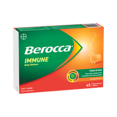 Berocca Immune daily defence triple action sủi tăng đề kháng, miễn dịch vị cam 3x15v (08/27)