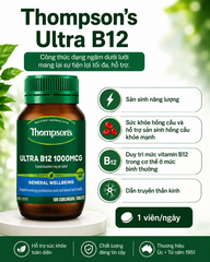 Thompson's Ultra B12 1000mcg bổ sung vitamin B12 hỗ trợ tạo hồng cầu 100v (10/28)