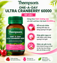 Thompson's One-a-day Ultra Cranberry 60000 bổ sung nam việt quất hỗ trợ đường tiết niệu 60v (11/28)