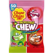 Chupa Chups Incredible Chew kẹo mềm 3 vị dâu, táo, cola 50 viên 175g (10/25)