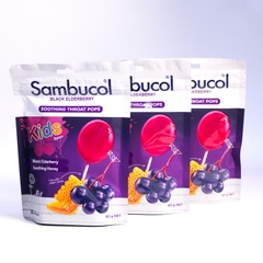 Sambucol Black Elderberry Soothing throat pops kẹo mút giảm ho cho bé từ 2 tuổi 60g (10/26)