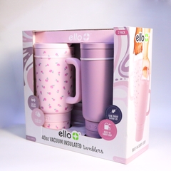 Ello 40 oz vacuum insulated tumbler set bình ly giữ nhiệt quai xách kèm ống hút 1183ml [hồng]