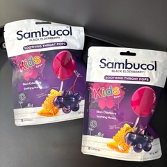 Sambucol Black Elderberry Soothing throat pops kẹo mút giảm ho cho bé từ 2 tuổi 60g (04/26)