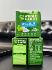 Whole Earth Monk Fruit đường ăn kiêng hữu cơ chiết xuất từ quả la hán kết kợp Erythritol 40 thanh x 1.5g (04/27)