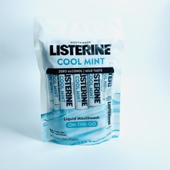 Listerine On-The-Go Cool Mint Alcohol Free Mouthwash nước súc miệng không cồn dạng gói tiện lợi 10mlx15g (12/28)