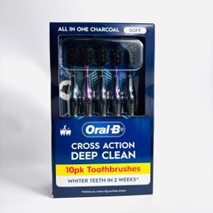 Oral-B Toothbrush Cross Action All in One Charcoal set bàn chải đánh răng than hoạt tính 10 cây