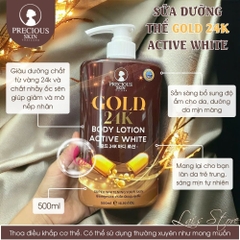Sữa Dưỡng Thể Trắng Da GOLD 24K Body Lotion Active White Precious Skin Thailand 500ml