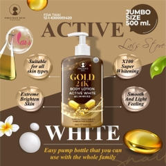 Sữa Dưỡng Thể Trắng Da GOLD 24K Body Lotion Active White Precious Skin Thailand 500ml
