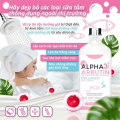 Sữa Tắm Trắng Da Alpha Arbutin 3+ Plus Collagen Bath Cream 350ml Thái Lan