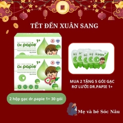 (MUA 2 TẶNG 5 GÓI) Gạc răng miệng  DR.PAPIE 1+ 30 gói /hộp dành Cho Bé từ 1 tuổi trở đi