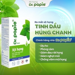 (Tặng 5 ống nước muối physiodose) Xịt họng Dr.Papie giảm ho tiêu đờm thể tích 30ml