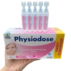 (MUA 2 TẶNG 5 ỐNG NƯỚC MUỐI) Nước muối Physiodose nội địa  cho bé (40 ống x 5ml)