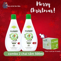[Tặng 10 gói gạc)Combo 2 Chai nước tắm gội thảo dược Dr Papie 500ml