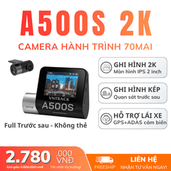 70mai A500S - Ghi hình 2K, Quay trước sau, Màn hình 2 inch