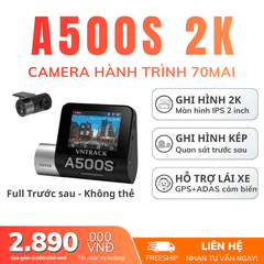 70mai A500S - Ghi hình 2K, Quay trước sau, Màn hình 2 inch