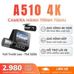 Camera hành trình 70mai A510 | Ghi hình 3K HDR, Lựa chọn tối ưu