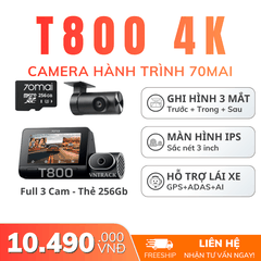 70MAI T800 - Camera Hành Trình 3 Mắt, Ghi Hình 4K Sắc Nét, NEW 2026