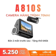 Camera hành trình 70mai A810S 4K bản 2 mắt trước sau, tặng thẻ nhớ 64GB, giá 5.250.000đ gồm lắp đặt tại Hà Nội, Đà Nẵng, Sài Gòn