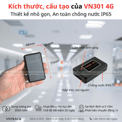 Định Vị Không Dây VN301 4G | Pin 3000, dùng 4-7 ngày, Siêu nhỏ gọn