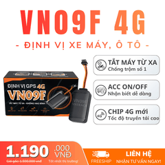 Định Vị Xe Máy, Ô Tô VN09F 4G | Tắt Máy Từ Xa, Nhận biết Tắt Mở Động Cơ