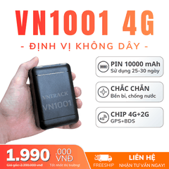 Định Vị Không Dây VN1001 4G | Pin 10000mAh, Từ 25-30 ngày, Chống nước IP65