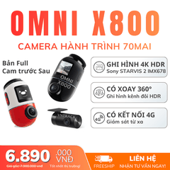 Camera hành trình 70mai Omni X800 4K | Xoay 360°, Ghi hình 4K 60FPS
