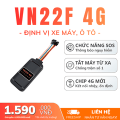 VN22F 4G | Định Vị Xe Máy, Ô Tô - Tắt Máy Từ Xa, Nút SOS, Cao Cấp Nhất