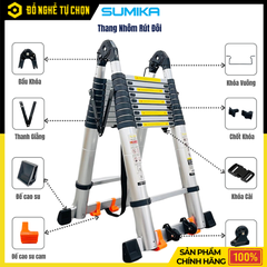 Thang nhôm rút đôi SUMIKA SK760D NEW – Giải pháp thang đa năng cho thợ chuyên nghiệp - Hàng Chính Hãng Có VAT