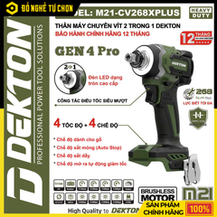 Máy tháo lắp ốc vít cầm tay hoạt động bằng pin, hiệu Dekton model M21-CV268PLUS , màu xám | Hàng Chính Hãng, Có VAT