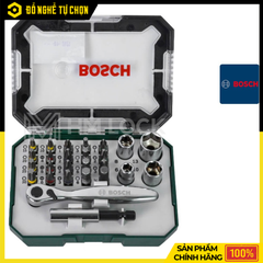 Bộ Vặn Vít Bosch 26 Món 2607017322 – Đa Năng – Kèm Cần Siết, Đầu Từ & Đầu Chuyển – Hàng Chính Hãng Có VAT