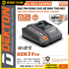 Đế Sạc Pin Nhanh 21V Dekton M21-S65PRO – Sạc Siêu Nhanh 6.5A, Bền Bỉ, An Toàn – Hàng Chính Hãng, Có VAT