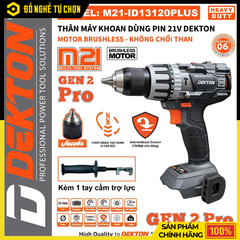 [THÂN] Máy Khoan Động Lực Dùng Pin Dekton M21-ID13120PLUS – Phiên Bản Gen 2 Mạnh Mẽ, 3 Chức Năng, Lực Siết 120N.m – Hàng Chính Hãng, Có VAT