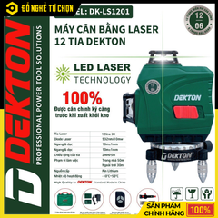 Máy Cân Bằng Laser 12 Tia Xanh Dekton DK-LS1201 – Độ Chính Xác Cao, Xoay 360 Độ, Hàng Chính Hãng, Có VAT