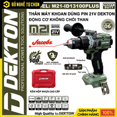 Máy khoan cầm tay hoạt động bằng pin hiệu DEKTON; 21V; Model: M21-ID13100PLUS