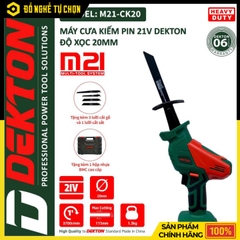 Cưa Kiếm Pin Dekton M21-CK20 – 21V Lithium-ion – Tốc Độ 3700v/p – Cắt Sâu 115mm – Hàng Chính Hãng Có VAT