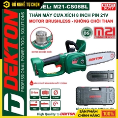 [THÂN] Máy Cưa Xích Dùng Pin Dekton M21-CS08BL – Nhỏ Gọn, Cắt Nhanh, Động Cơ Brushless, Hàng Chính Hãng, Có VAT
