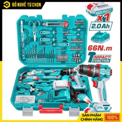Bộ Máy Khoan Búa Pin 20V Không Chổi Than TOTAL THKTHP11652 – 165 Món Đa Năng