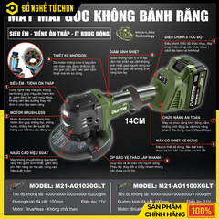 Máy Mài Góc Không Bánh Răng M21-AG1020GLT – Siêu Êm, Ít Rung, Bền Bỉ Vượt Trội - Hàng Chính Hãng Có VAT