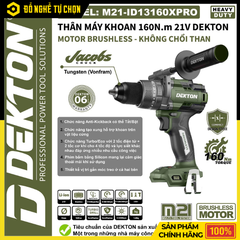 [THÂN] Máy Khoan Động Lực Pin 21V Dekton M21-ID13160PRO – Lực Vặn 160Nm, 2 Chế Độ Eco/Turbo, 3 Chức Năng Đa Dụng – Hàng Chính Hãng, Có VAT