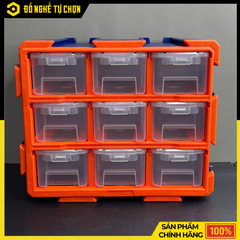 Bộ tủ gồm 9 khay nhựa đựng linh kiện (dạng kín) 380x155x320mm hiệu Wadfow WTB8331