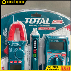 Bộ Dụng Cụ Đo Điện 3 Món TOTAL TMT43028 – Vạn Năng Kế + Kềm Đo Dòng + Bút Thử Điện – Chính Hãng Có VAT