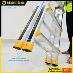 Thang Nhôm Trượt Chữ A Jumbo A404 – An Toàn, Đa Năng, Dễ Điều Chỉnh Chiều Cao – Hàng Chính Hãng, Có VAT