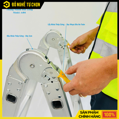 Thang Nhôm Trượt Chữ A Jumbo A404 – An Toàn, Đa Năng, Dễ Điều Chỉnh Chiều Cao – Hàng Chính Hãng, Có VAT