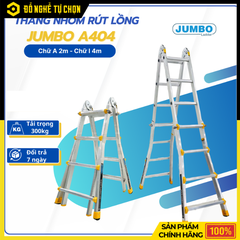 Thang Nhôm Trượt Chữ A Jumbo A404 – An Toàn, Đa Năng, Dễ Điều Chỉnh Chiều Cao – Hàng Chính Hãng, Có VAT